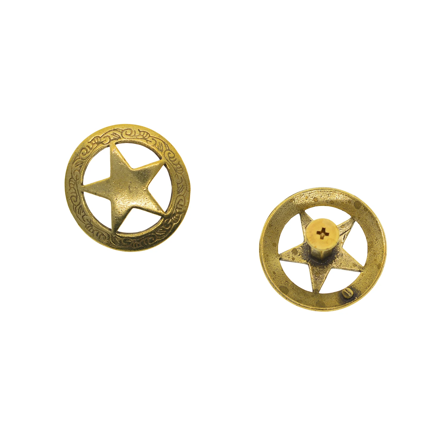 2 pcs Brass Hollow American Captian shield round celtic star Concho Decor Screw Back rivet Belt Saddle Blanket Hat wallet decor
2 pcs Brass Hollow American Captian shield round celtic star Concho Decor Screw Back rivet Belt Saddle Blanket Hat wallet decor