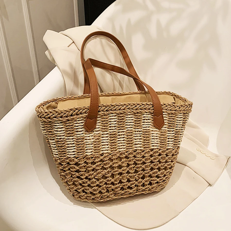 Designer Weaver Straw Basket Bags for Women Fashion Large Shopper Travel Beach Bag Female Handbags Trend New Summer Shoulder Bag 
Designer Weaver Straw Basket Bags for Women Fashion Large Shopper Travel Beach Bag Female Handbags Trend New Summer Shoulder Bag