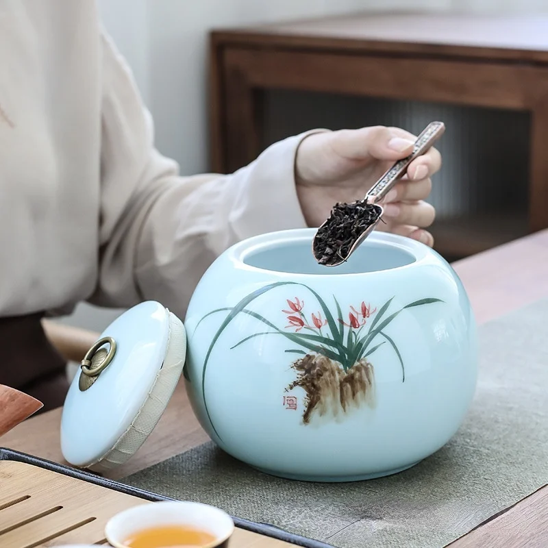 

Large European Tea Caddy 100g Porcelain Round Coffee Storage Tea Container Sugar Bowl Set Boite A The Kitchen Accessories XR50