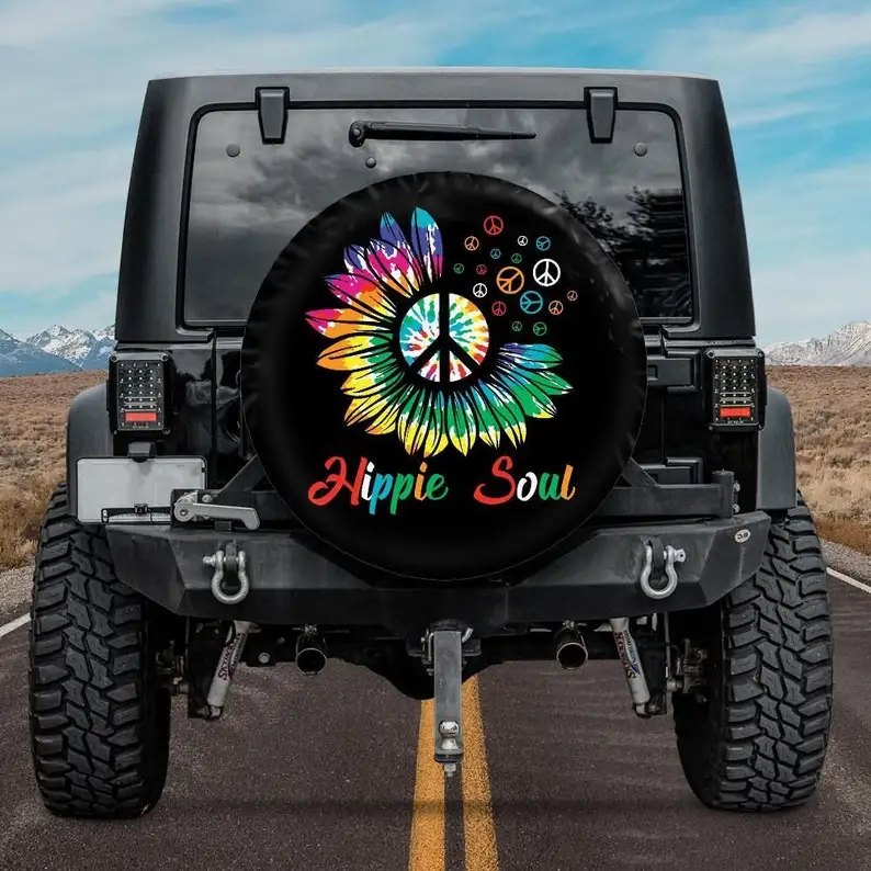 Spare Tire Cover with Hippie Soul Sunflower design, Hippie Soul Spare Wheel Cover, Sunflower Jeep Tire Cover, Jeep girl, Sunflow 
Spare Tire Cover with Hippie Soul Sunflower design, Hippie Soul Spare Wheel Cover, Sunflower Jeep Tire Cover, Jeep girl, Sunflow
