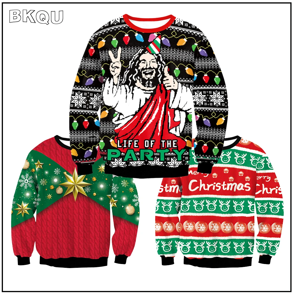 BKQU Men Women Ugly Christmas Sweaters Santa Claus Funny Xmas Jumper 3D Printed Autumn Winter Holiday Cosplay Party Sweatshirt
BKQU Men Women Ugly Christmas Sweaters Santa Claus Funny Xmas Jumper 3D Printed Autumn Winter Holiday Cosplay Party Sweatshirt