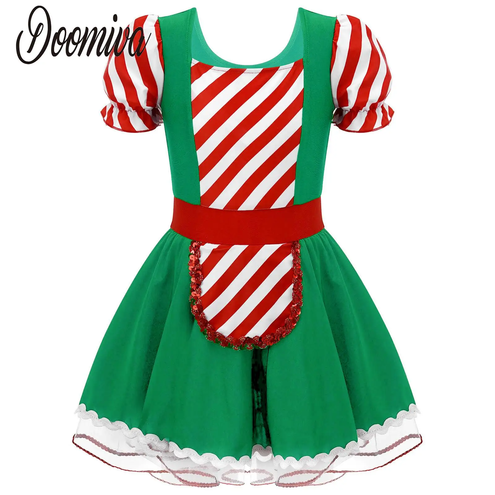 

Kids Girls Halloween Holiday Cookie Role Play Dress Up Sequin Tutu Skirt Ballet Dance Wear Christmas Gingerbread Man Costumes