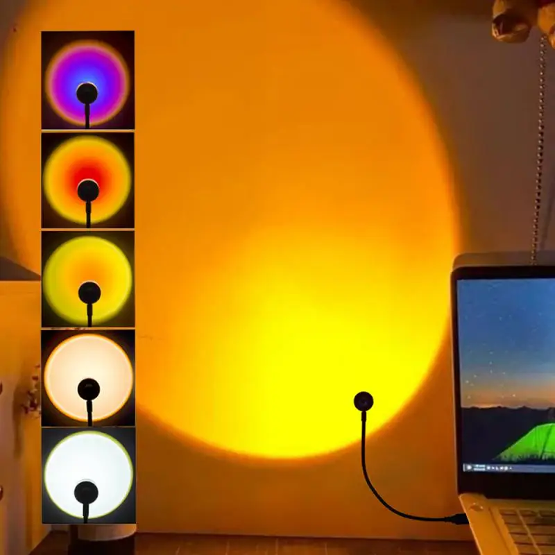 5 Colors Sundown Lamp USB Powered Rainbow Projector Lamp Bedroom Atmosphere Night Light Photography Lamp Reflective Sundown Lamp
5 Colors Sundown Lamp USB Powered Rainbow Projector Lamp Bedroom Atmosphere Night Light Photography Lamp Reflective Sundown Lamp
