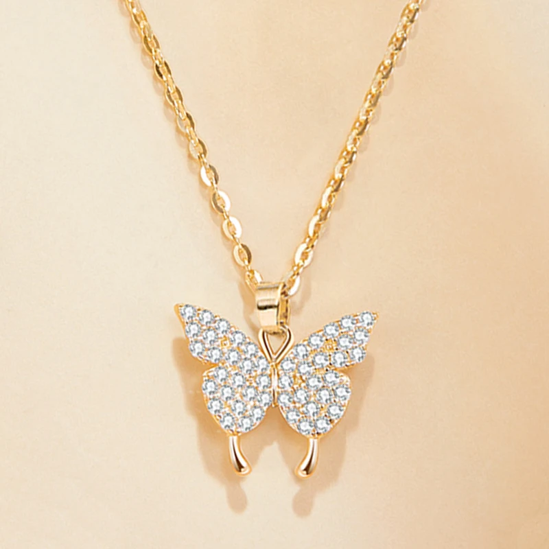 Trendy Butterfly Pendant Necklace for women's Stainless Steel Link Chain Wedding Jewelry Gift
Trendy Butterfly Pendant Necklace for women's Stainless Steel Link Chain Wedding Jewelry Gift