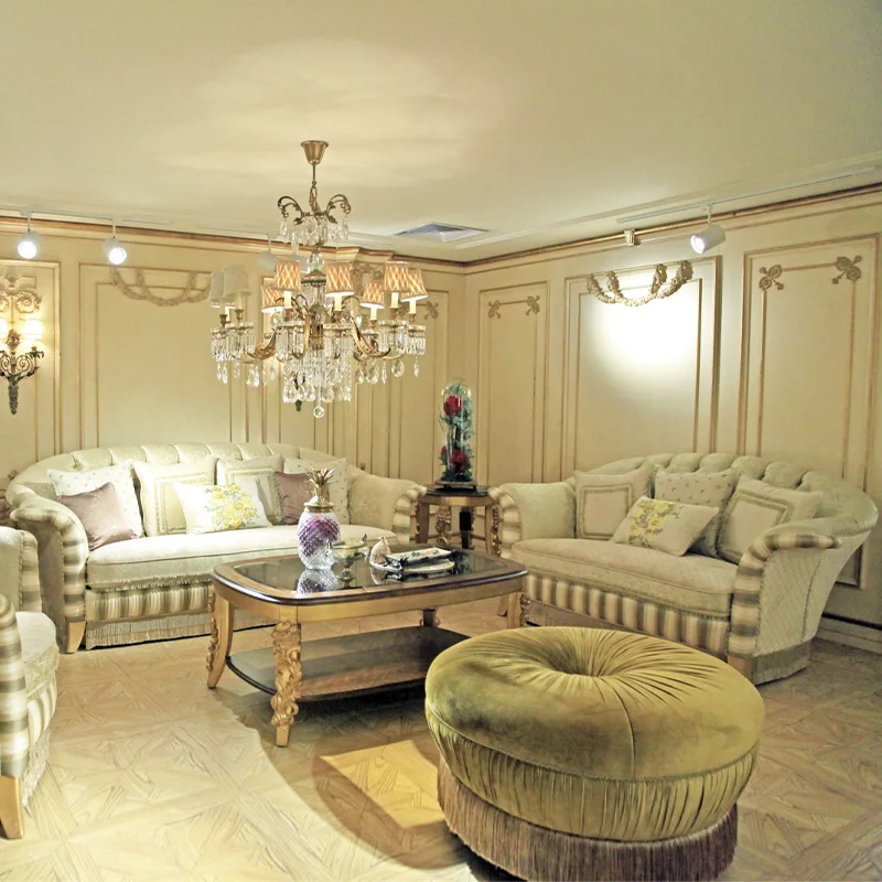 

Европейский кофейный столик из массива дерева, 123 комбинация, Французский роскошный резной диван для виллы, мебель для гостиной на заказ
