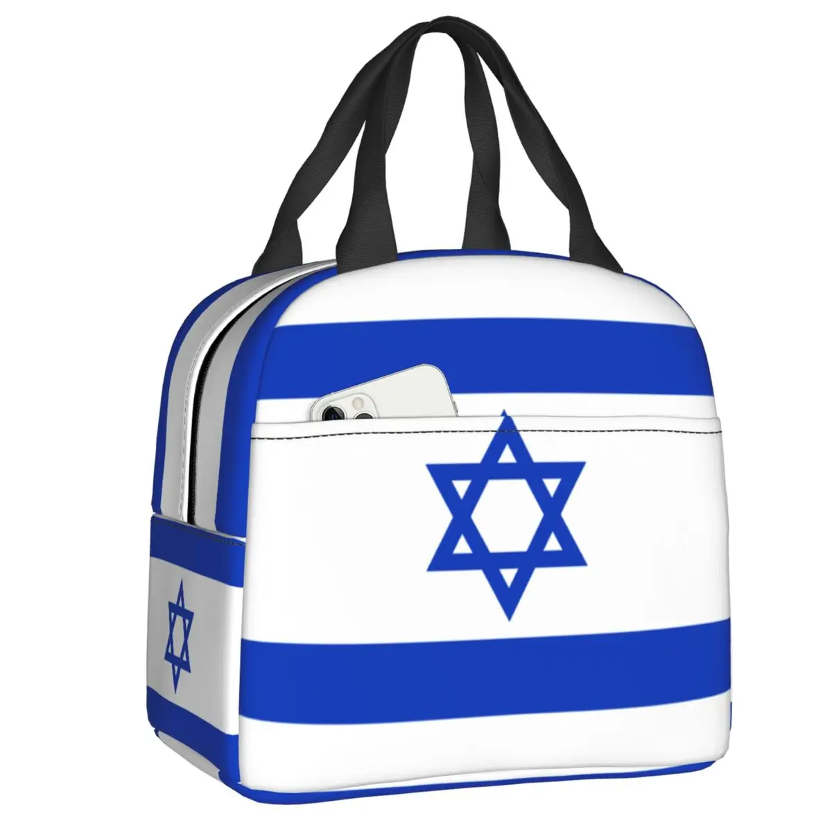 

Flag Of Israel Portable Lunch Box for Women Leakproof Patriotic Thermal Cooler Food Insulated Lunch Bag School Children Student