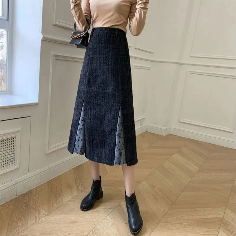 

Autumn Winter Mid length Ruffled Split Fishtail Skirt For Women Clothing 2023 Oversized High Waisted Slim A-line Skirts BC295