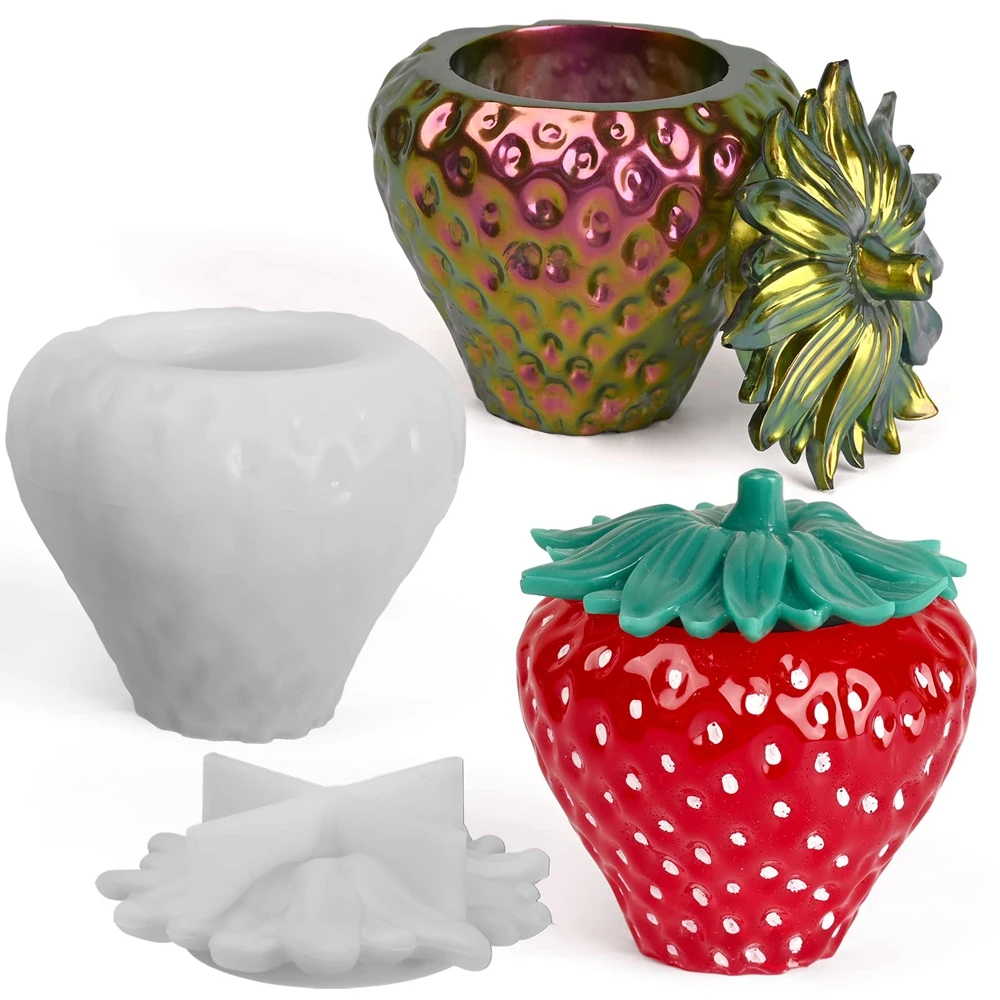 DIY Strawberry Jar Silicone Mold with Lid strawberry Storage Box Epoxy Resin Casting Molds Jewelry Box Home Decoration Gifts
DIY Strawberry Jar Silicone Mold with Lid strawberry Storage Box Epoxy Resin Casting Molds Jewelry Box Home Decoration Gifts
