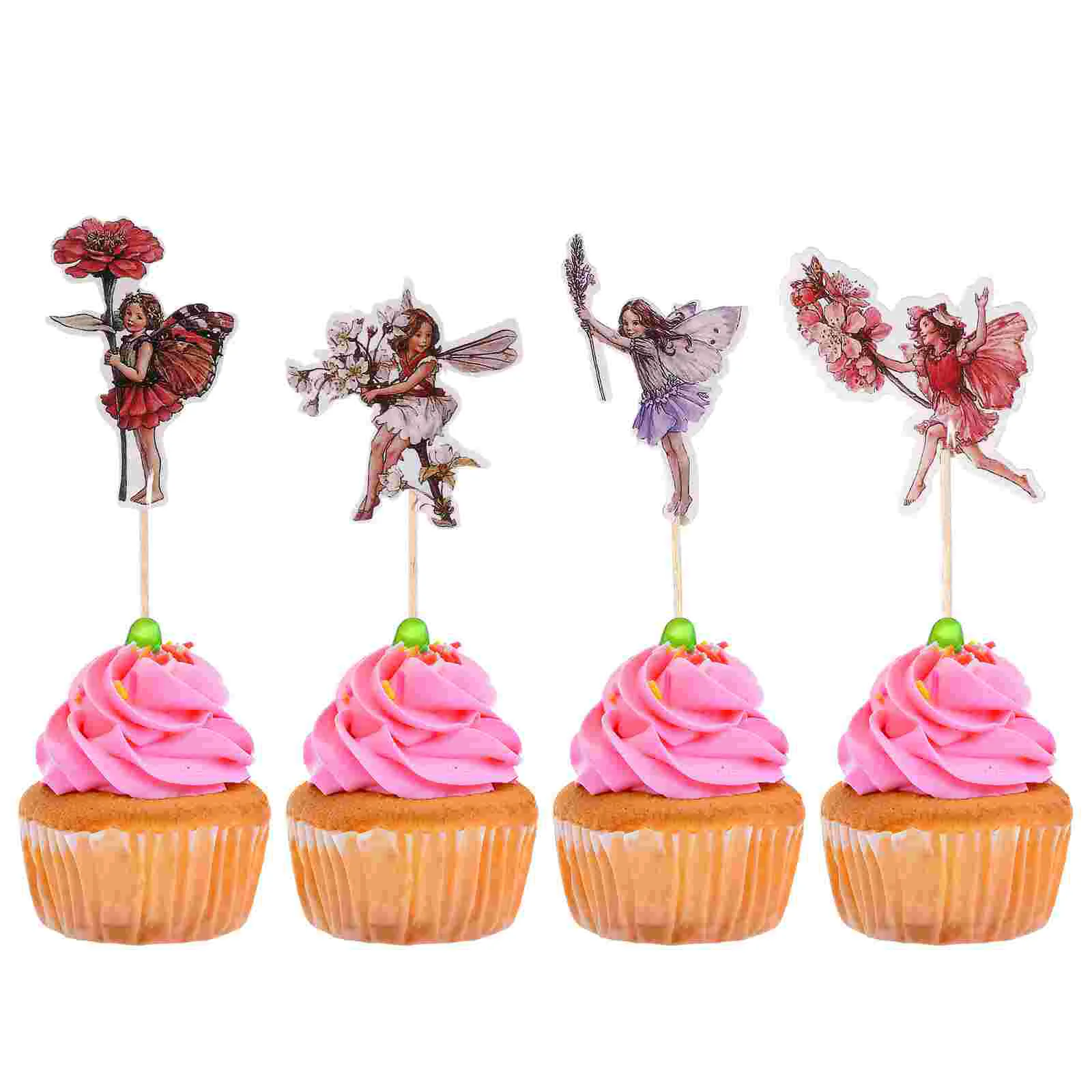 

STOBOK 24pcs Flower Fairy Cake Toppers Creative Cake Picks Cupcake Toppers Ornaments Dessert Decorations