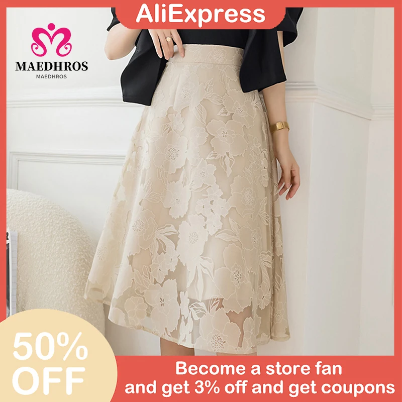 Spring and Summer Elegant Ladies Skirts High-Waisted Mid-Length A-line Skirts Mesh Embroidery Floral Skirts Women Clothes 2022
Spring and Summer Elegant Ladies Skirts High-Waisted Mid-Length A-line Skirts Mesh Embroidery Floral Skirts Women Clothes 2022