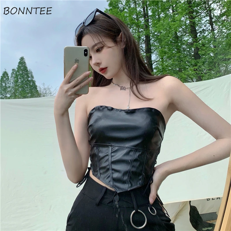 Топ Женский мото соблазнительный тонкий, модный дизайнерский бандаж, простой однотонный, универсальный, шикарный, милый, в Корейском стиле 
Топ Женский мото соблазнительный тонкий, модный дизайнерский бандаж, простой однотонный, универсальный, шикарный, милый, в Корейском стиле