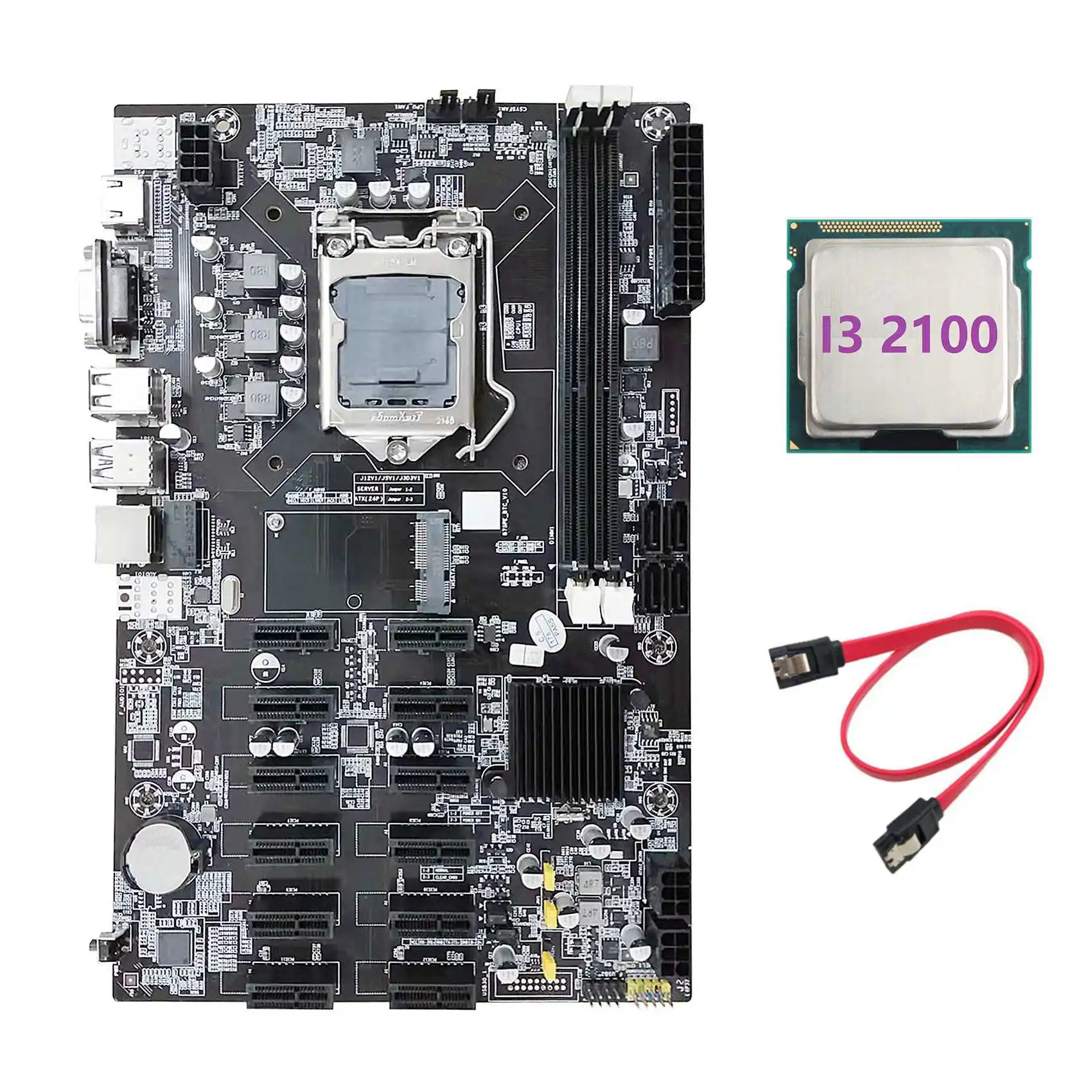 

B75 12 PCIE ETH Mining Motherboard+I3 2100 CPU+SATA Cable LGA1155 MSATA USB3.0 SATA3.0 DDR3 B75 BTC Miner Motherboard