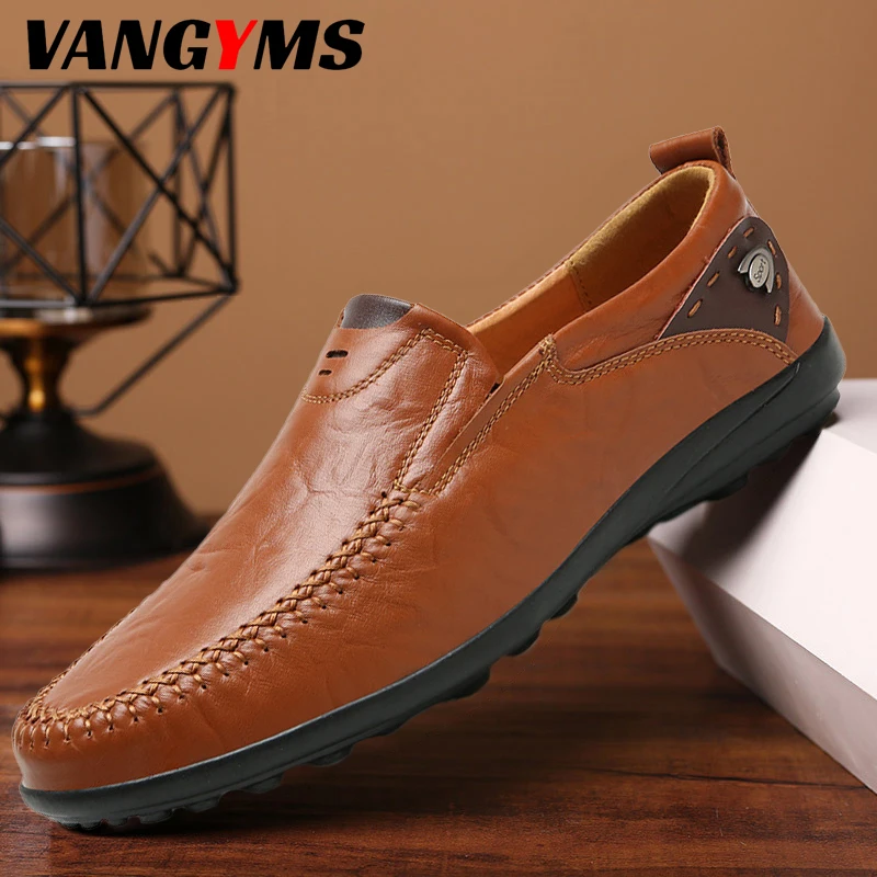

Fashion Leather Shoes 2022 Outdoor Comfortable Casual Shoes Men' Moccasins Slip-on Skórzane Buty Na Co Dzień Men's Loafers Flats