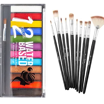 Make-up for women Face Body Painting make up WATER based Kids Flash Tattoo Art Party face eye paint Palette with brush kit