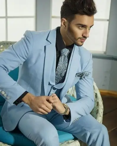 Sky Blue Custom Made Slim Fit Wedding Mens Suit Prom Suits 3Pieces(Jacket+Pant+Vest) Groom Tuxedos Men Suit Costume Men Suit
Sky Blue Custom Made Slim Fit Wedding Mens Suit Prom Suits 3Pieces(Jacket+Pant+Vest) Groom Tuxedos Men Suit Costume Men Suit