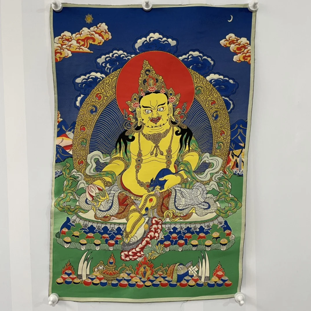 35" Thangka embroidery Tibetan Buddhism silk brocade high definition Huang Caishen thangka hanging screen worship buddha
35" Thangka embroidery Tibetan Buddhism silk brocade high definition Huang Caishen thangka hanging screen worship buddha
