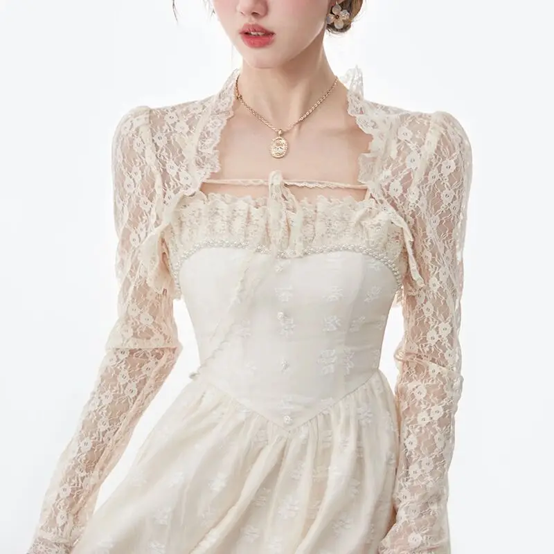 Women Long Sleeves Wedding Jacket Cape Elegant Floral Lace Trim Wrap Shrug Bolero Evening Bridal Capelet Cardigan Summer Outwear
Women Long Sleeves Wedding Jacket Cape Elegant Floral Lace Trim Wrap Shrug Bolero Evening Bridal Capelet Cardigan Summer Outwear