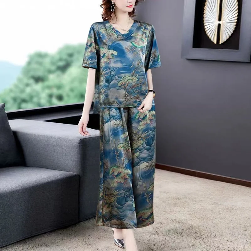 4XL-New Summer Casual Two-Piece Set Top and Pants Loose 2 Piece Set Short Sleeve T Shirt and Wide Leg Pants Loose Suit E96
4XL-New Summer Casual Two-Piece Set Top and Pants Loose 2 Piece Set Short Sleeve T Shirt and Wide Leg Pants Loose Suit E96