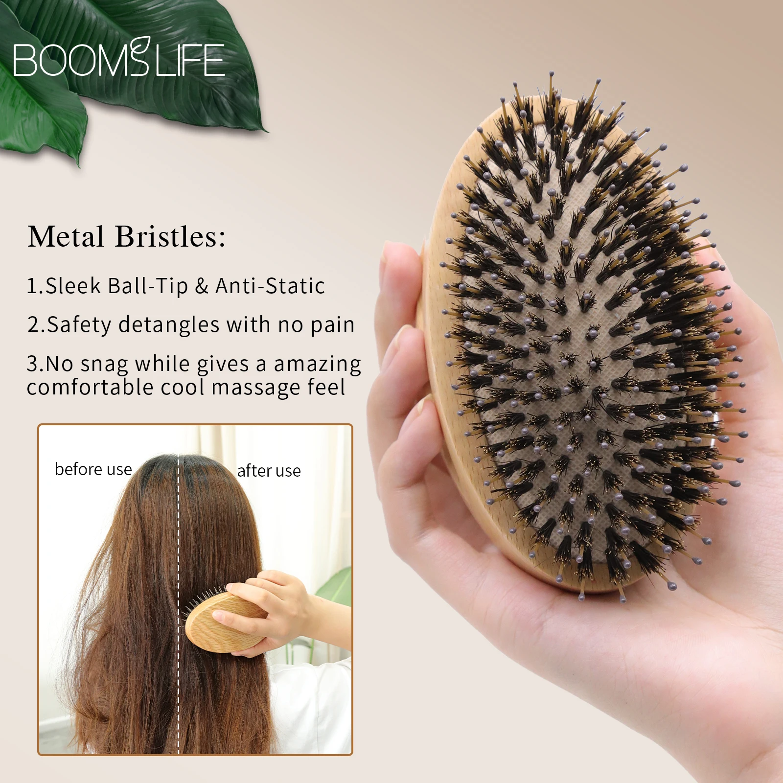 Boar Bristle Hair Brush Women Anti-Static OAK Wooden Comb Head Scalp Massage Brush Portable Travel Round Imperial Concubine Comb
Boar Bristle Hair Brush Women Anti-Static OAK Wooden Comb Head Scalp Massage Brush Portable Travel Round Imperial Concubine Comb