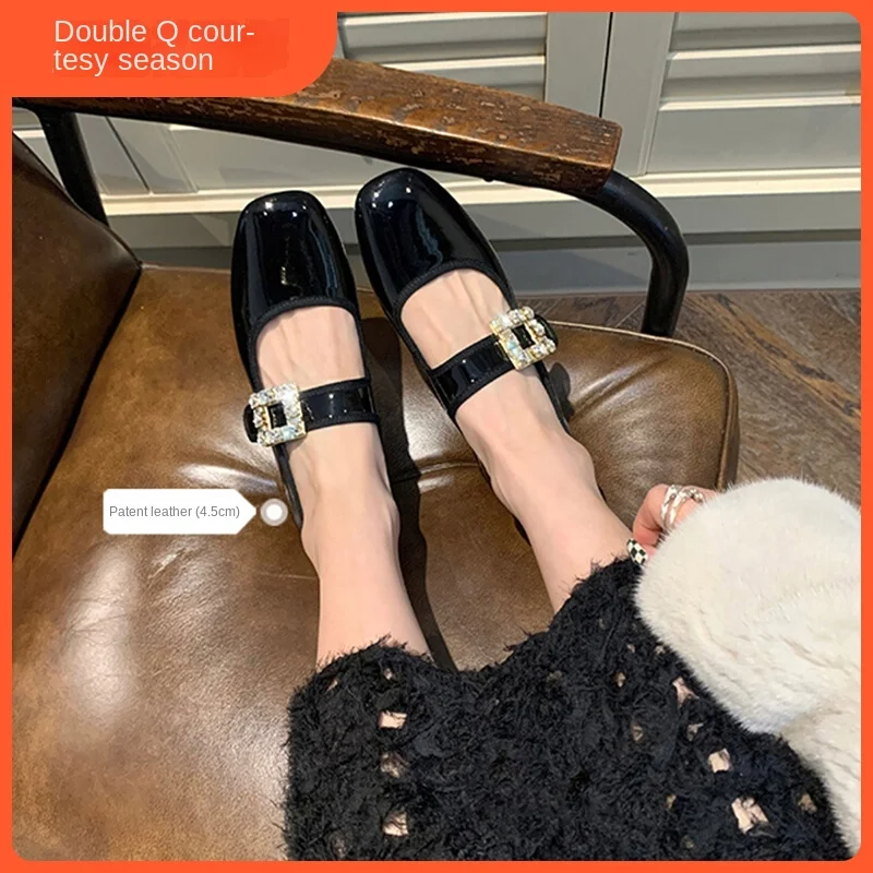 Square Toe High Heels Women's 2022 New Winter Black French Style Fleece-Lined Leather Rhinestone Chunky Heel Mary Jane Shoes
Square Toe High Heels Women's 2022 New Winter Black French Style Fleece-Lined Leather Rhinestone Chunky Heel Mary Jane Shoes