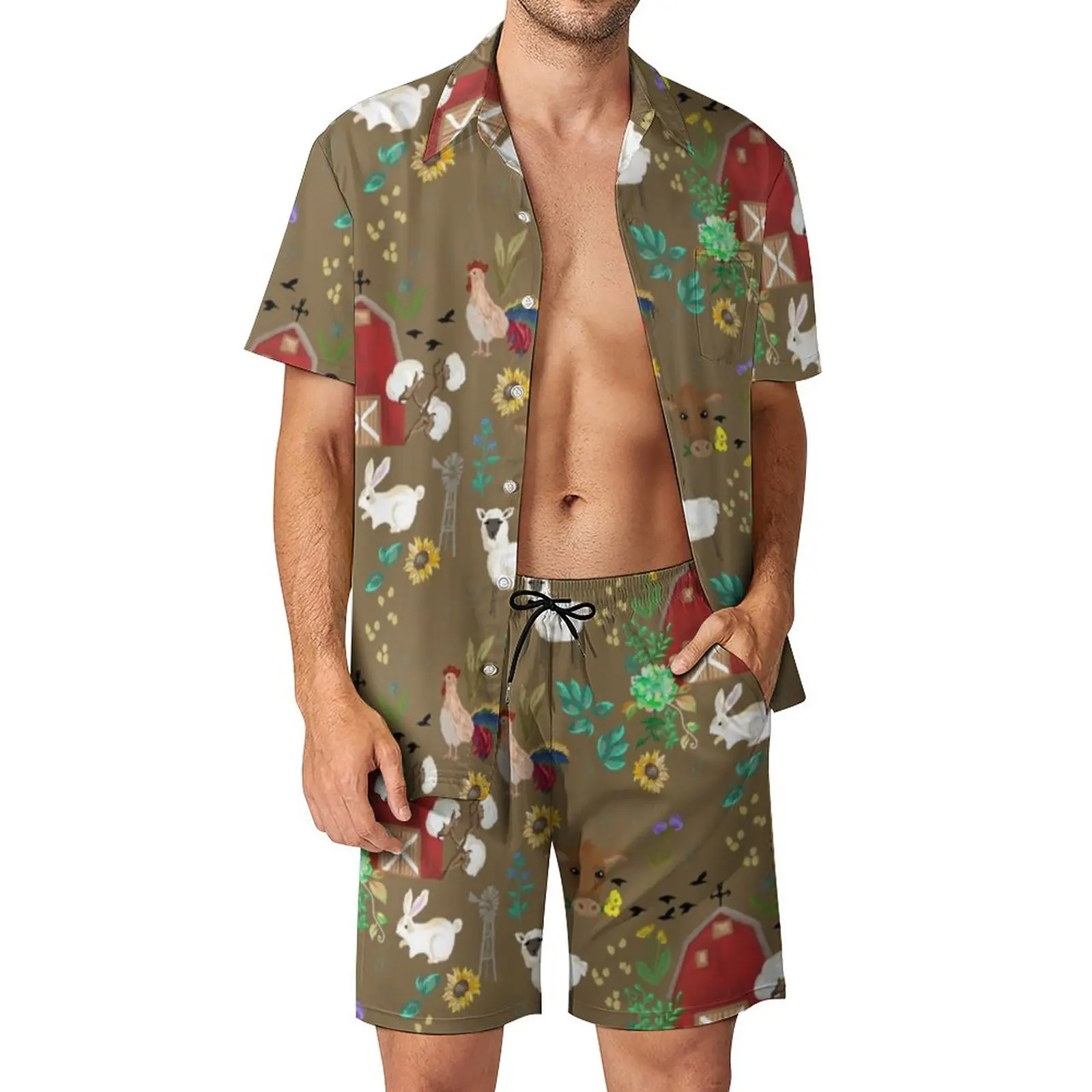 Farm House Men Sets Funny Animal Print Cool Casual Shirt Set Short-Sleeved Graphic Shorts Summer Beach Suit Plus Size 2XL 3XL
Farm House Men Sets Funny Animal Print Cool Casual Shirt Set Short-Sleeved Graphic Shorts Summer Beach Suit Plus Size 2XL 3XL
