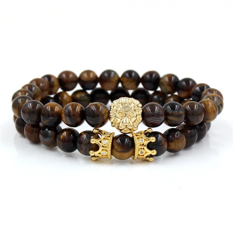 2PCS/Set Classic Lion Crown Bracelet Homme Bileklik Men Handmade Charm Tiger Eye Stone Beads Bracelet Bangles Gifts
2PCS/Set Classic Lion Crown Bracelet Homme Bileklik Men Handmade Charm Tiger Eye Stone Beads Bracelet Bangles Gifts