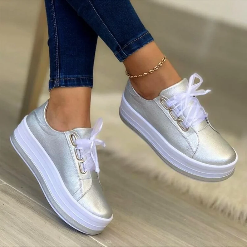 Ladies Casual Shoes Women Flat Shoes Artificial Leather Solid Color Round Shape Thick Bottom Lace Increase Women Shoes AntiSlip
Ladies Casual Shoes Women Flat Shoes Artificial Leather Solid Color Round Shape Thick Bottom Lace Increase Women Shoes AntiSlip