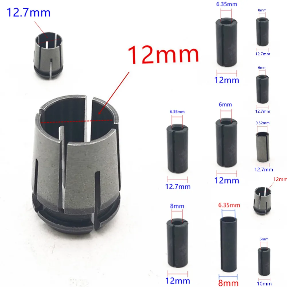 

6mm 8mm 10mm 12mm 12.7mm 1/2\" 1/4\" 3/8\" Adapter Router Chuck Collet Cone Nut For Ma-kita ME-TABO Power Tool Accessories