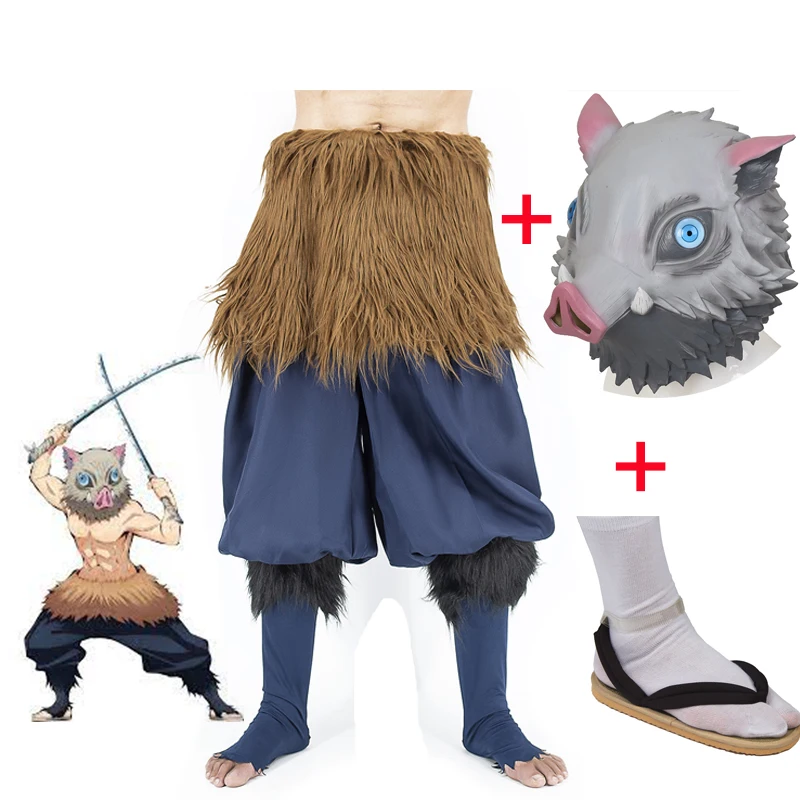 Anime Demon Slayer Kimetsu no Yaiba Hashibira Inosuke Cosplay Costume Pig Silicone Mask Black Socks Sandals
Anime Demon Slayer Kimetsu no Yaiba Hashibira Inosuke Cosplay Costume Pig Silicone Mask Black Socks Sandals