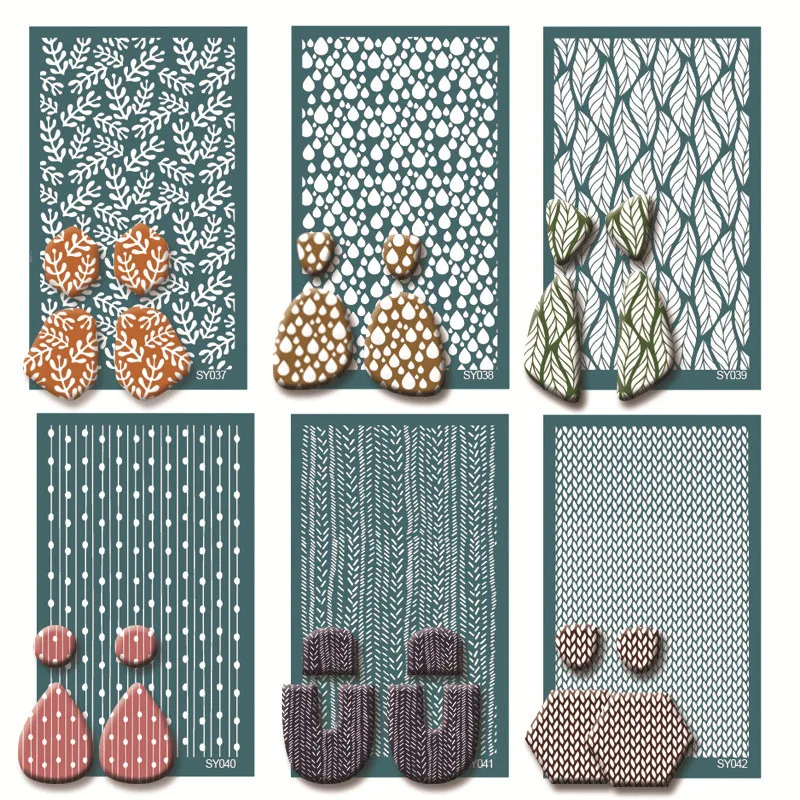 Polymer Clay Silk Screen Stencils Reusable Silkscreen Print Kit for Printing Clay Stamps Jewelry Earrings Decoration Template
Polymer Clay Silk Screen Stencils Reusable Silkscreen Print Kit for Printing Clay Stamps Jewelry Earrings Decoration Template