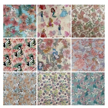 50*105cm Disney Princess Snow White Mulan Ariel Cotton fabric Patchwork Textile Tissue Home Clothing DIY Sew Dress Material