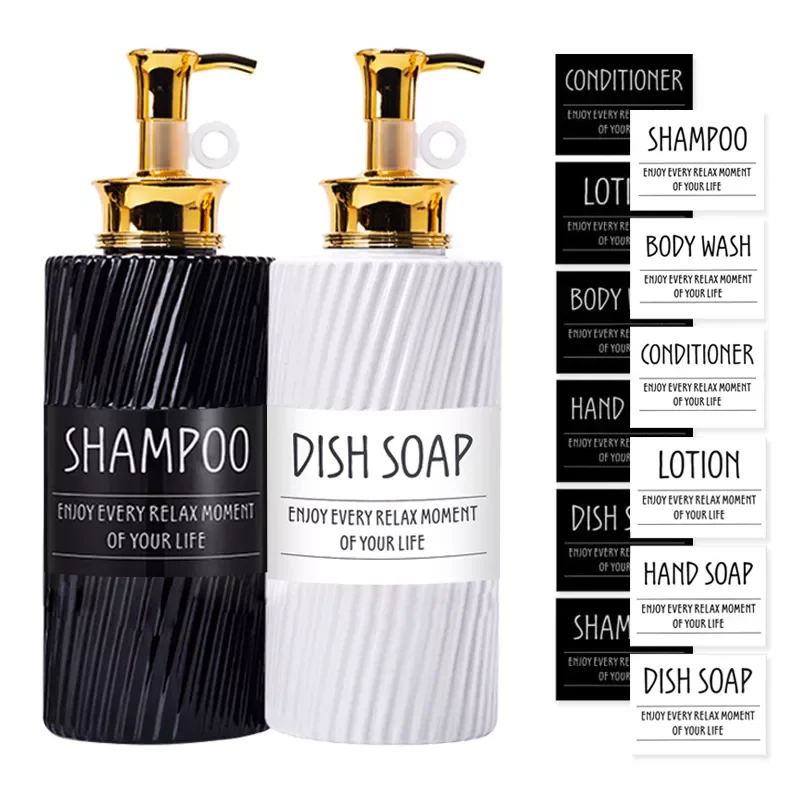 Bathroom Shampoo Bottle 500ml Black Refillable Bottles Pressing Shower Conditioner Lotion Container with Stickers
Bathroom Shampoo Bottle 500ml Black Refillable Bottles Pressing Shower Conditioner Lotion Container with Stickers