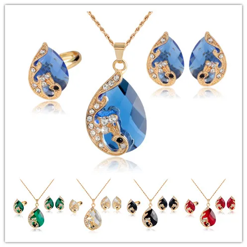 Clothing Accessories Accessories Women's Beauty Water Drop Peacock Necklace Ring Earrings Set Best-selling Five-color Jewelry
Clothing Accessories Accessories Women's Beauty Water Drop Peacock Necklace Ring Earrings Set Best-selling Five-color Jewelry