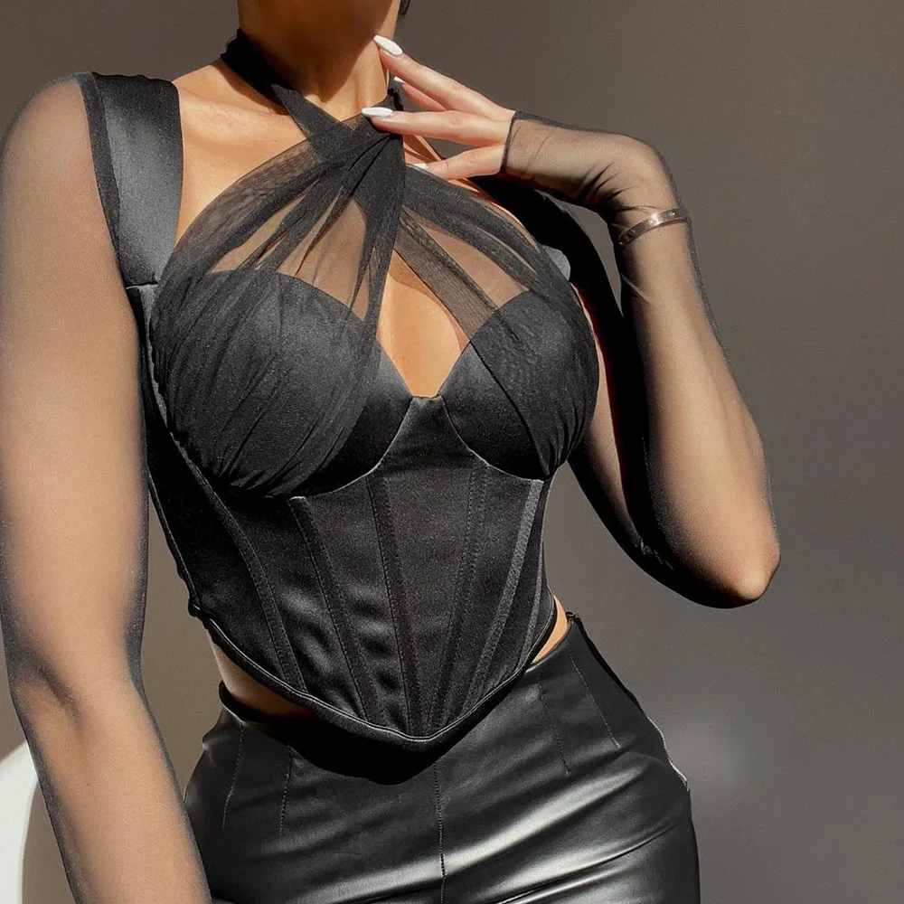 Summer Slim Sexy Mesh Cross Neck Cut Out Backless Fishbone Irregular Waist Top Women's
Summer Slim Sexy Mesh Cross Neck Cut Out Backless Fishbone Irregular Waist Top Women's