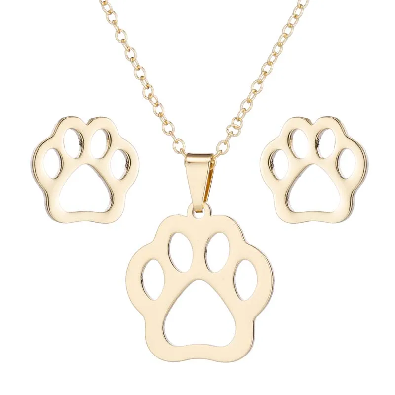 Simple Hollow Bear Paw Paw Print Stainless Steel Stud Earrings Necklace Set Women Personality High-End Earrings Set
Simple Hollow Bear Paw Paw Print Stainless Steel Stud Earrings Necklace Set Women Personality High-End Earrings Set
