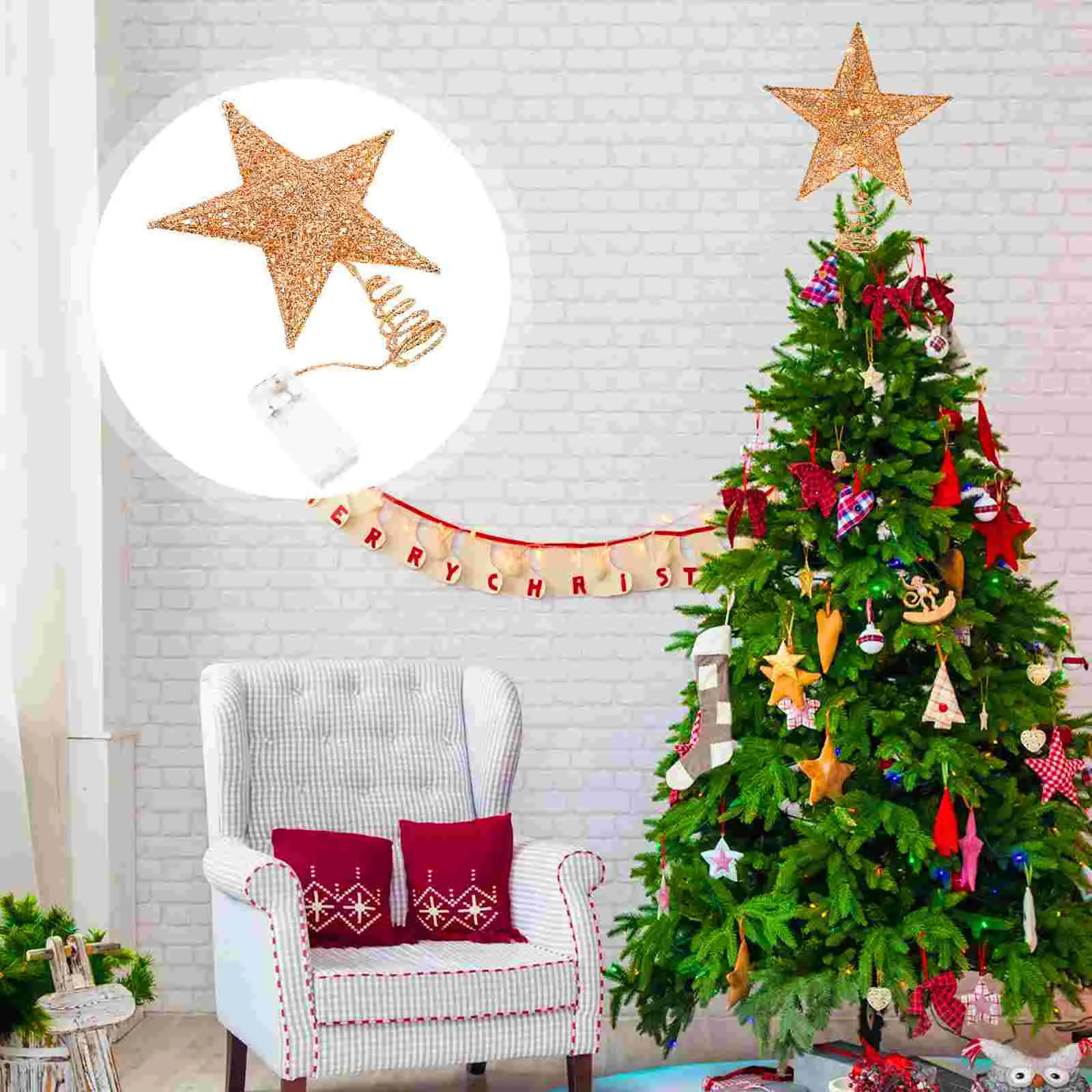 Christmas Tree Top Star Decorative Light Wedding Adornment Five-pointed Lamp Plastic Decorations
Christmas Tree Top Star Decorative Light Wedding Adornment Five-pointed Lamp Plastic Decorations