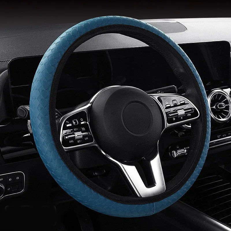 

37-39cm Car Steering Wheel Cover Skidproof Auto Steering- Wheel Cover Anti-Slip Embossing Leather Car-styling Car Accessories
