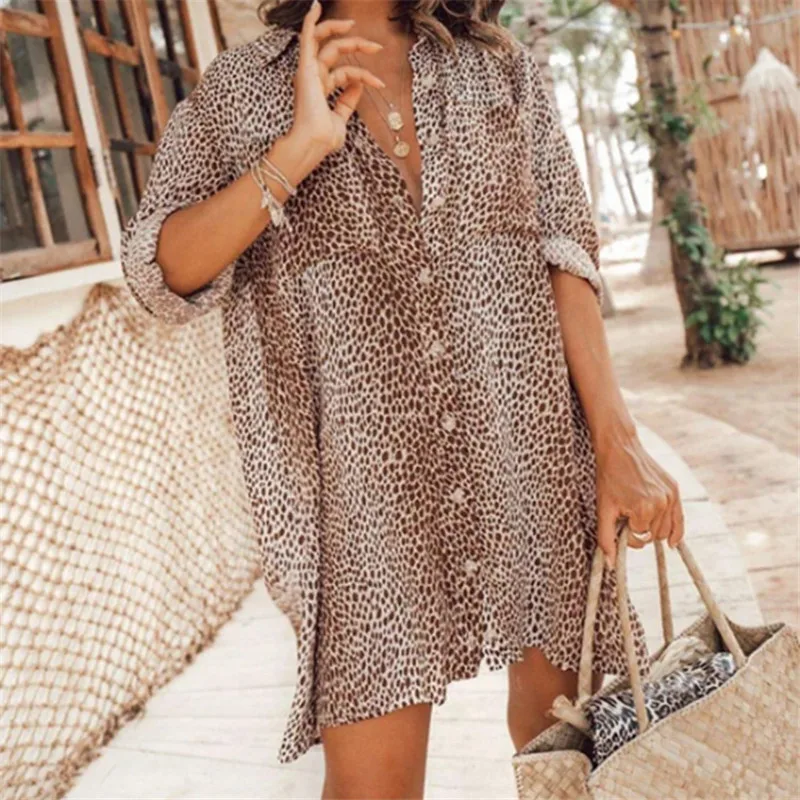 Leopard Print Long Shirt Dress Women Autumn New 2022 Turn Down Long Sleeve Buttons Shirts Bloues Casual Loose Beach Wear
Leopard Print Long Shirt Dress Women Autumn New 2022 Turn Down Long Sleeve Buttons Shirts Bloues Casual Loose Beach Wear