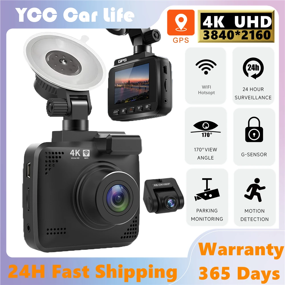 4K UHD Dash Cam Built-in WiFi Front 3840*2160P Dual Camera Recording DVR For Car With GPS G-sensor Night Vision Motion Detection
4K UHD Dash Cam Built-in WiFi Front 3840*2160P Dual Camera Recording DVR For Car With GPS G-sensor Night Vision Motion Detection