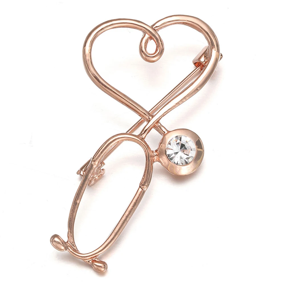 Значок на лацкан с инкрустацией из циркония Love in Stethoscope медицинский инструмент