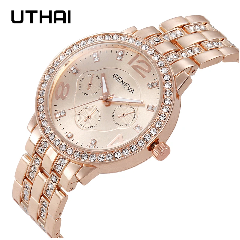 Women's Diamond Inlaid Fashion Quartz Watch Clock Woman Temperament Accessories Wristwatch Business Three Eye Rose Gold Bracelet
Women's Diamond Inlaid Fashion Quartz Watch Clock Woman Temperament Accessories Wristwatch Business Three Eye Rose Gold Bracelet