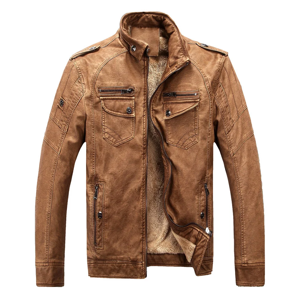 Mens Flight PU Jacket Motorcycle Faux Leather Boys Long Sleeve Male Coat Loose Vintage Thick Warm Brown Moto Jacket Large Size
Mens Flight PU Jacket Motorcycle Faux Leather Boys Long Sleeve Male Coat Loose Vintage Thick Warm Brown Moto Jacket Large Size