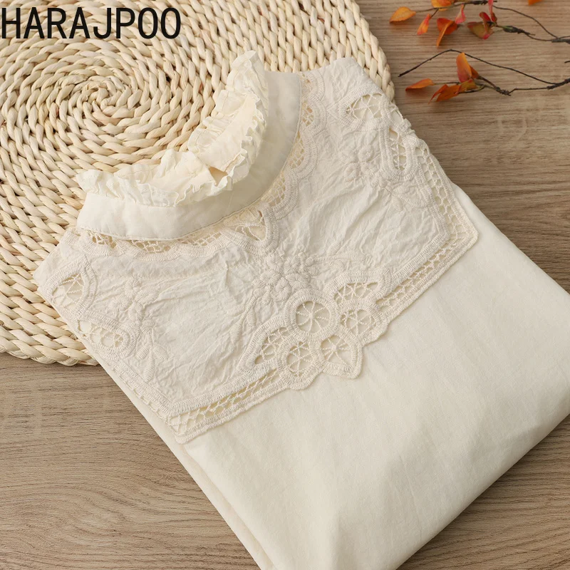 Женская кружевная блузка Harajpoo, бежевая кружевная блузка с воротником-стойкой и длинным рукавом, новинка весны-осени 2022, хлопковые рубашки
Женская кружевная блузка Harajpoo, бежевая кружевная блузка с воротником-стойкой и длинным рукавом, новинка весны-осени 2022, хлопковые рубашки