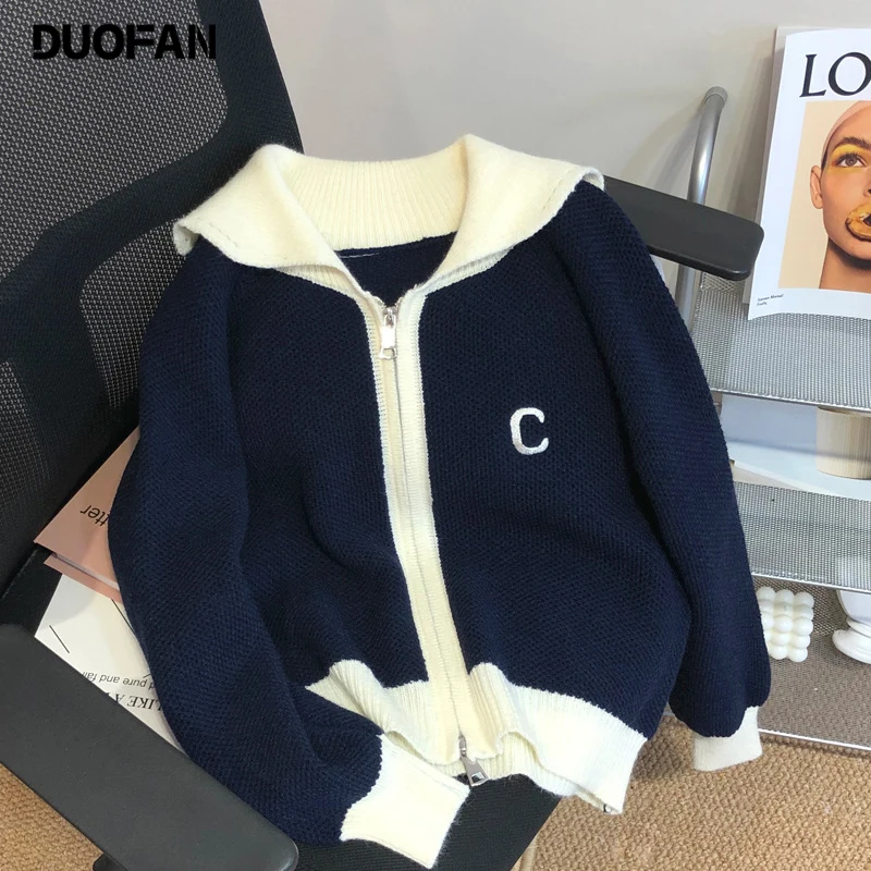 Свитер DUOFAN с вышивкой надписью для женщин, вязаный кардиган контрастных цветов, женский модный свитер в корейском ретро-стиле на молнии с ла...
Свитер DUOFAN с вышивкой надписью для женщин, вязаный кардиган контрастных цветов, женский модный свитер в корейском ретро-стиле на молнии с ла...