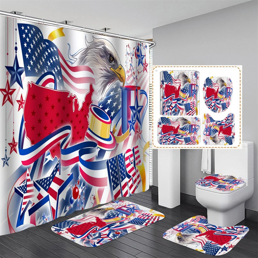 American Flag Shower Curtain With Hooks Digital Printing Eagle Cake Waterproof Bath Set Anti-slip Floor Rug Toilet Cover Mat Set
American Flag Shower Curtain With Hooks Digital Printing Eagle Cake Waterproof Bath Set Anti-slip Floor Rug Toilet Cover Mat Set