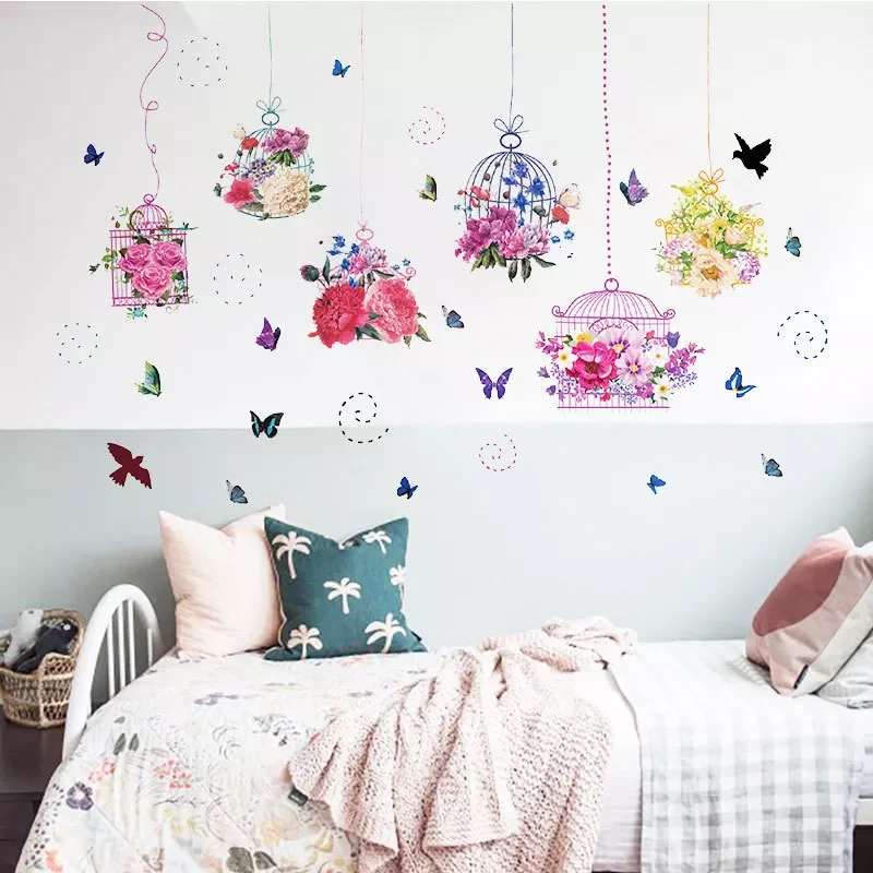 Pastoral Style Butterfly Flower Bird Cage Wall Sticker Living Room Bedroom Decorations Wallpaper Mural Removable Stickers
Pastoral Style Butterfly Flower Bird Cage Wall Sticker Living Room Bedroom Decorations Wallpaper Mural Removable Stickers