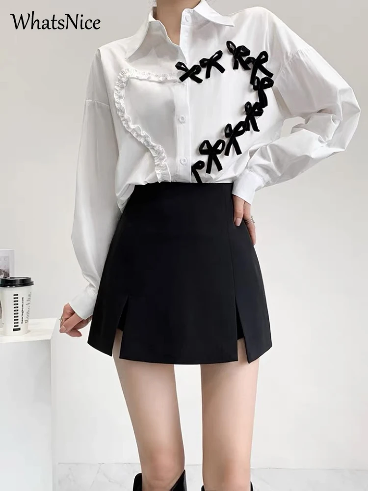 Превосходный дизайн Офисная Женская Повседневная рубашка и юбка с шортами