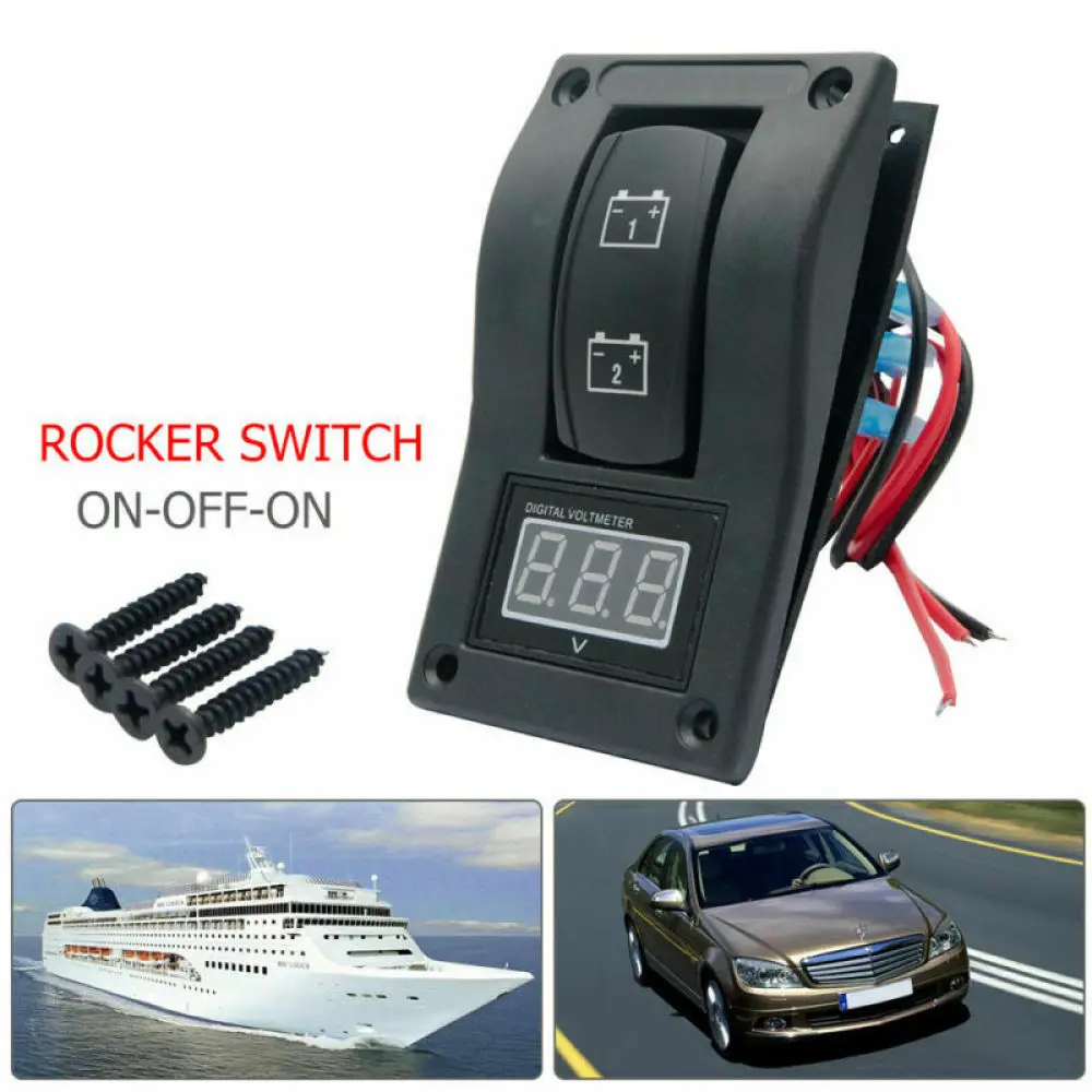 12-24V LED Dual Battery Test Panel Rocker Switch Car Truck Marine Boat Accessories Voltmeter 4P ON-OFF-ON Universal Design
12-24V LED Dual Battery Test Panel Rocker Switch Car Truck Marine Boat Accessories Voltmeter 4P ON-OFF-ON Universal Design