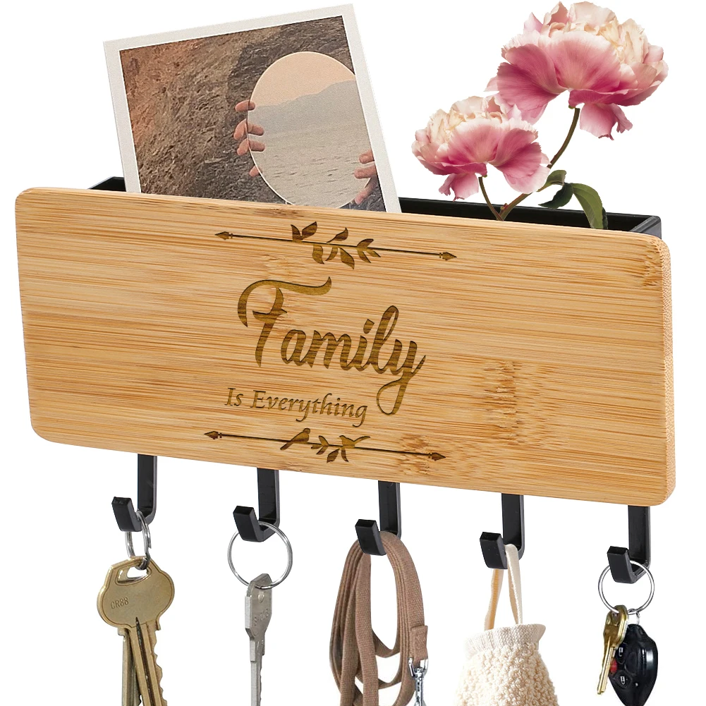 Creative Engraved Letter Bamboo Board Key Holder Hanger 5 Hooks Wall Door Back Home Decor Storage Exquisite Keychain Racks
Creative Engraved Letter Bamboo Board Key Holder Hanger 5 Hooks Wall Door Back Home Decor Storage Exquisite Keychain Racks