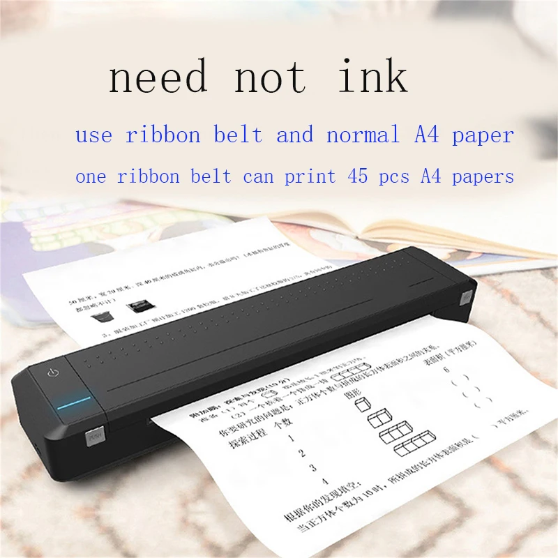 300DPI A4 printer thermal transfer wireless bluetooth Document PDF photo Printer no ink with ribbon belt portable free APP
300DPI A4 printer thermal transfer wireless bluetooth Document PDF photo Printer no ink with ribbon belt portable free APP